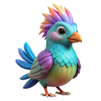 serene rustic Imagination Bird Transparent Background with Colorful Feathers original png