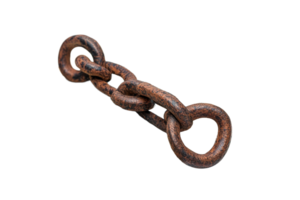 Heavy rusted chain link resting on a flat surface png