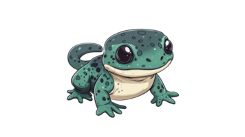Cute green frog with big eyes on white background png