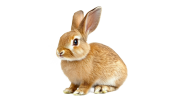 Brown rabbit sitting on transparent background png