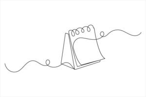 Table calendar one line drawing art design vector