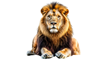 Lion resting with majestic mane in serene pose png