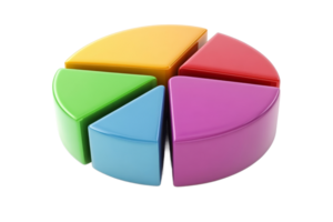 Colorful pie chart depicting data segments in 3D png