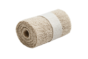 Soft beige towel rolled neatly for storage png