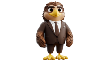 Cartoon bird character dressed in a suit png
