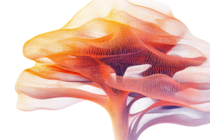 Abstract colorful tree design in smooth curves png