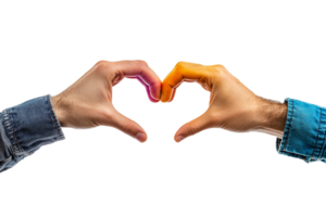 Creative hands forming a heart shape with colors png