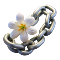 serene rustic Iron Chain and Delicate White Flower Transparent Background authentic png