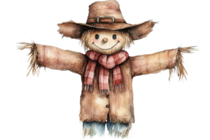 Colorful straw scarecrow with a smiling face png