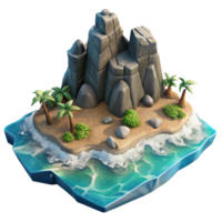 impressive rustic Island with Rocky Coastline and Crashing Waves Cutout png