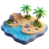 serene vintage Island with Sandy Beach and Clear Water Cutout Element png