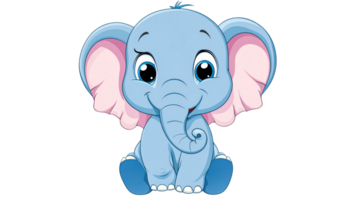Happy cartoon elephant in bright colors png