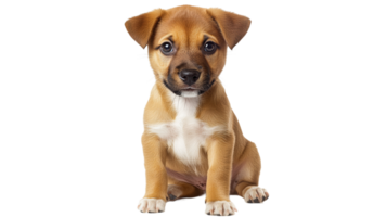 Cute puppy sitting with curious expression on transparent background png