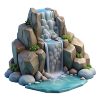 serene classic Isolated Waterfall Cascading Down Rocks authentic png