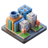 extraordinary modern Isometric City Block with Ar Overlay Isolated Element professional png