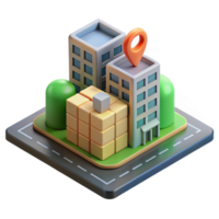 beautiful abstract Isometric City Block with Ar Overlay Isolated Element authentic png