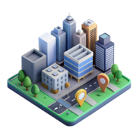 vibrant abstract Isometric Cityscape with Ar Navigation Overlay Isolated Element professional png