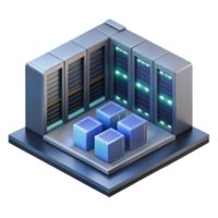 magnificent minimalist Isometric Data Center Server Room Transparent Background authentic png