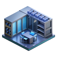 beautiful rustic Isometric Data Center Server Room Transparent Background png