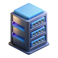 serene modern Isometric Server Rack Transparent Background high resolution png