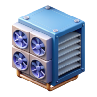 vibrant modern Isometric Server Rack with Cooling Fans Isolated Element high resolution png