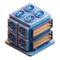 serene modern Isometric Server Rack with Cooling Fans Isolated Element high quality png