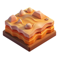 elegant minimalist Isometric Terrain Isolated Element Warm Color Palette detailed png