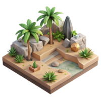 impressive minimalist Isometric Virtual Landscape with Customizable Trees and Plants Isolated high resolution png