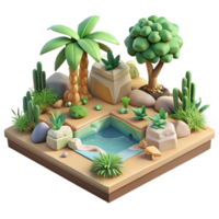 serene rustic Isometric Virtual Landscape with Customizable Trees and Plants Isolated high resolution png