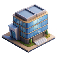 serene contemporary Isometric Virtual Office Building with Modern Architecture Isolated professional png