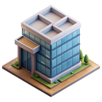 serene rustic Isometric Virtual Office Building with Modern Architecture Isolated detailed png