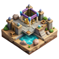 serene artistic Isometric Virtual World with Customizable Terrain Isolated professional png