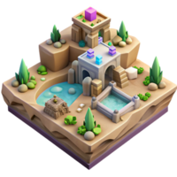 impressive artistic Isometric Virtual World with Customizable Terrain Isolated professional png