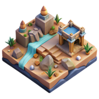 serene abstract Isometric Virtual World with Customizable Terrain Isolated png