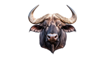 Buffalo head close up with distinct features png