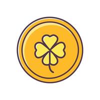 a four leaf clover on a coin icon vector