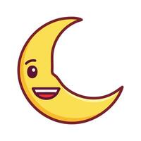 a cartoon crescent with a smile on its face vector