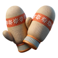 dramatic classic Knitted Wool Mittens with Fair Isle Pattern Isolated authentic png