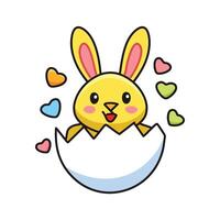 a cartoon bunny in an egg shell vector