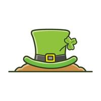 a green hat with a clover on top of a pile of dirt vector