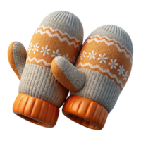 wonderful traditional Knitted Wool Mittens with Fair Isle Pattern Isolated high quality png
