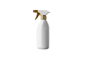 White spray bottle with golden nozzle on display png