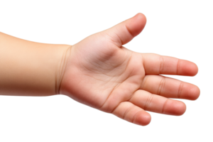 Childs hand reaching out for a friendly greeting png