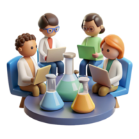 serene vintage Lab Meeting with Diverse Scientists Isolated Element original png