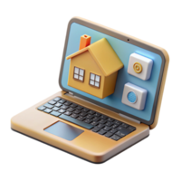 magnificent rustic Laptop with Smart Home Interface Isolated on Transparent Background high resolution png