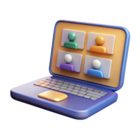 dramatic creative Laptop with Virtual Meeting Interface Transparent Background high resolution png