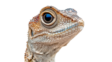 Detailed close up of a colorful lizard in nature png