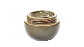 Natural clay mask in a ceramic container png