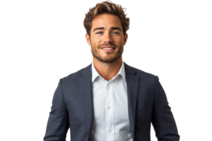 Smiling man in a suit standing confidently png