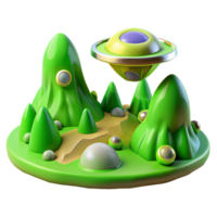 extraordinary abstract Lime Green Alien Landscape Transparent Background high quality png